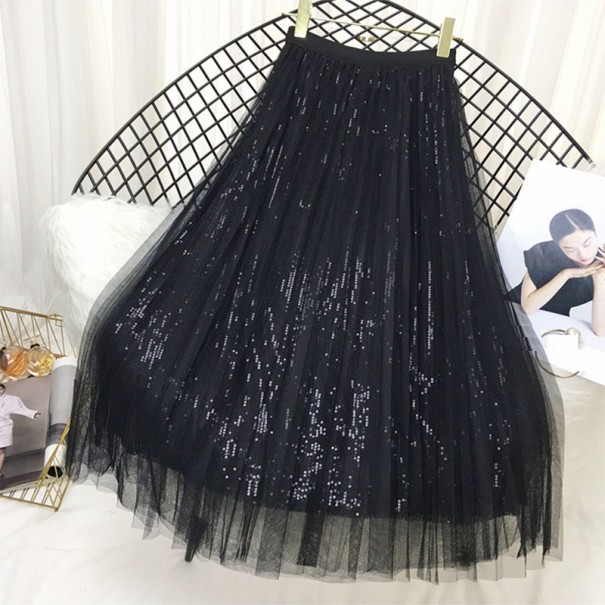 Gonna in tulle lucido da donna nero