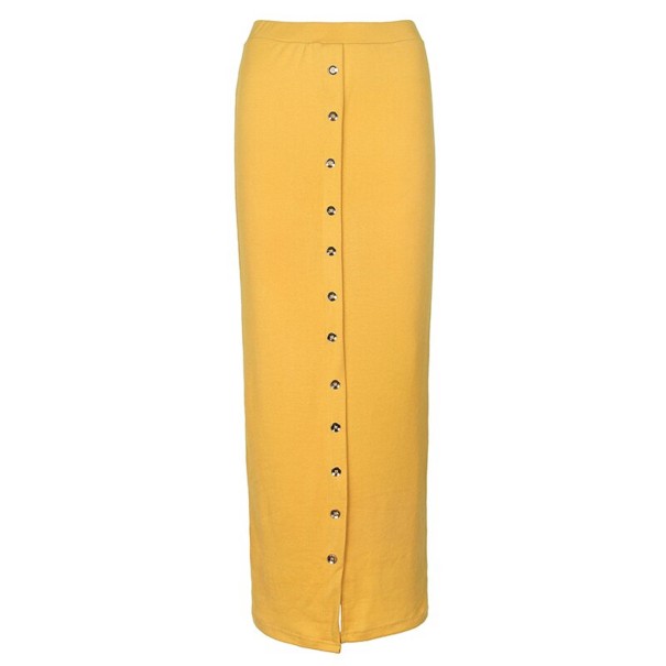 Gonna lunga da donna con bottoni giallo M