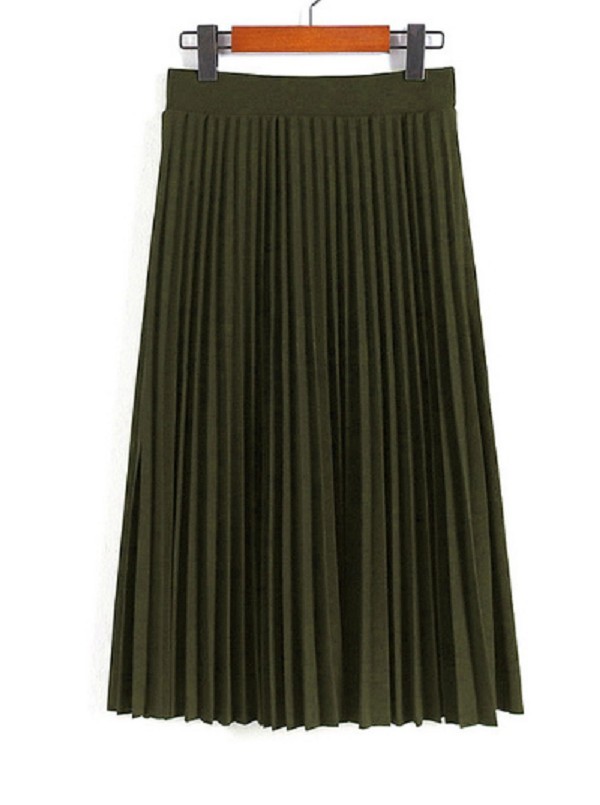 Gonna lunga da donna in un design interessante J2994 verde militare