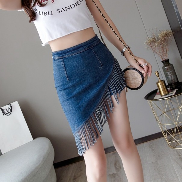 Gonna mini in denim da donna blu scuro S