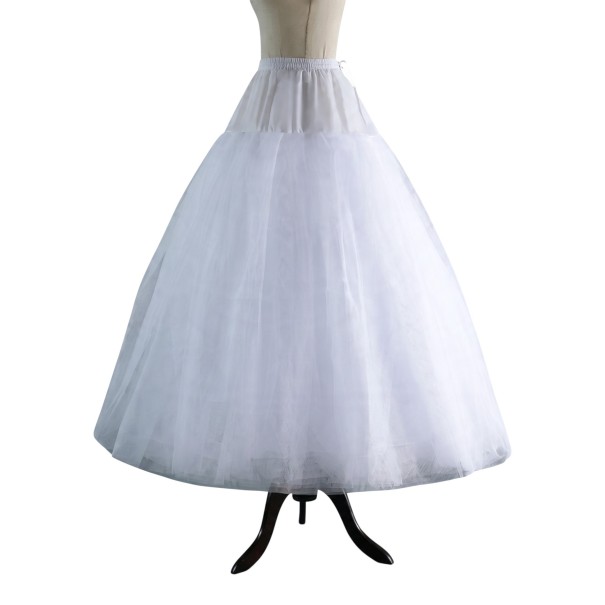 Gonna sottoveste in tulle voluminoso da donna con 6 strati per abiti a forma di A con elastico e cordoncino in vita lunga bianca per matrimonio 1