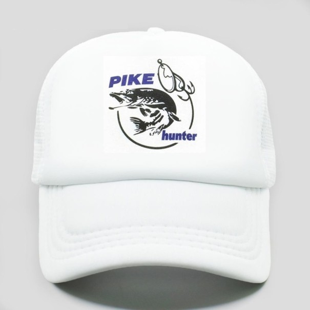Gorra de camionero con pez blanco