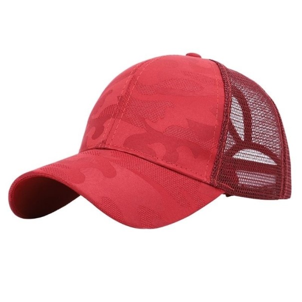 Gorra de camionero para mujer con estampado de camuflaje T9 rojo