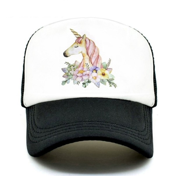 Gorra de camionero para mujer con unicornio negro