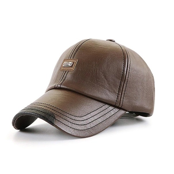 Gorra de cuero para hombre marrón