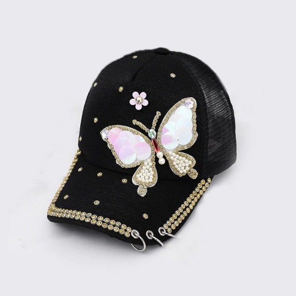Gorra de mujer con mariposa T24 negro 2