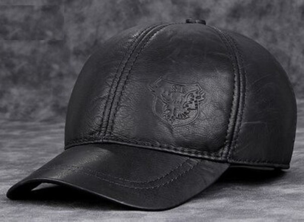 Gorra de piel para hombre T173 negro