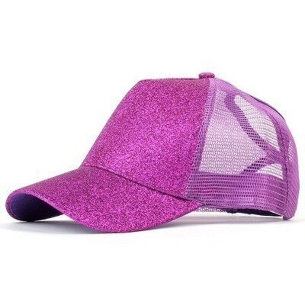 Gorra de rede feminina com brilhantes roxo