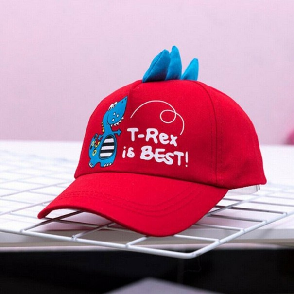 Gorra infantil con dinosaurio rojo