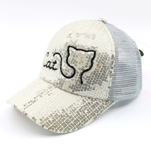 Gorra infantil con lentejuelas blanco