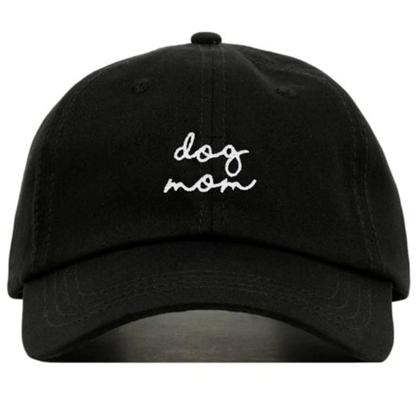 Gorra negra para mujer con el bordado 'dog mom' para amantes de los perros Gorra de béisbol de algodón con visera curva Talla única 1