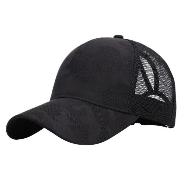 Gorra trucker feminina com padrão camuflado T9 preto