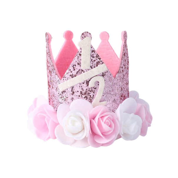 Gorro brillante de cumpleaños de medio año rosa