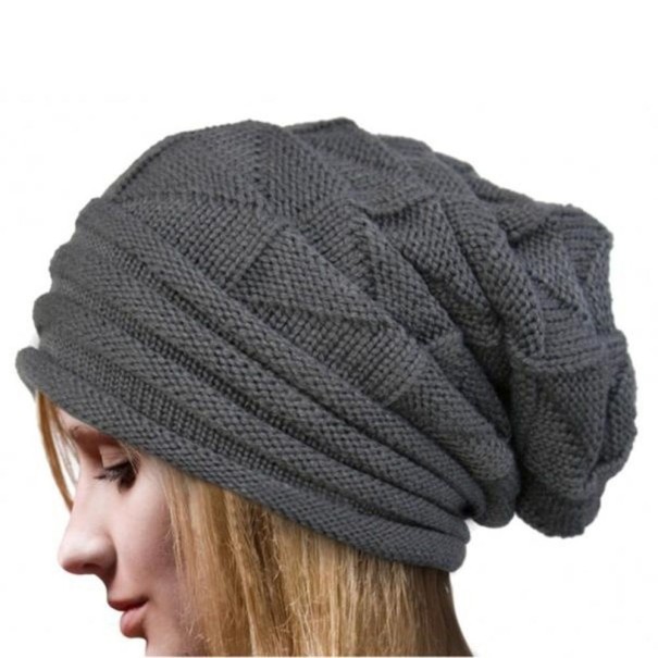 Gorro de crochet para mujer gris