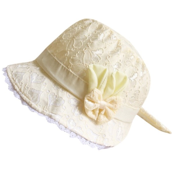 Gorro de encaje con visera para niña amarillo claro