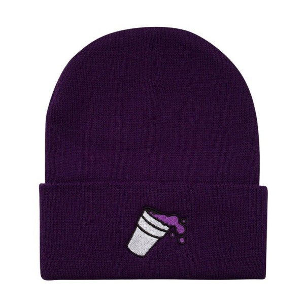 Gorro de Inverno com Estampa de Copo roxo escuro
