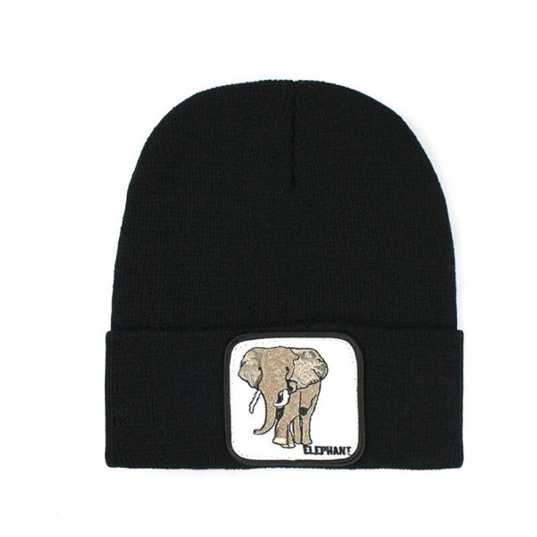 Gorro de Inverno com Estampa de Elefante preto