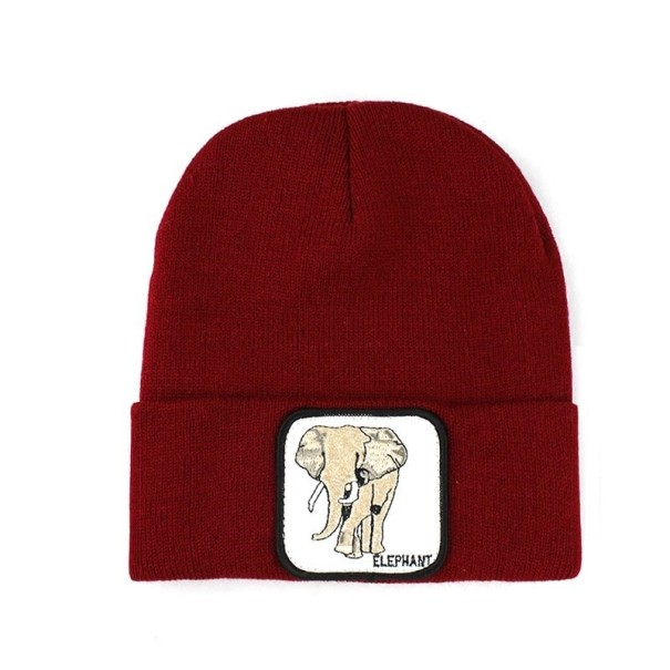 Gorro de Inverno com Estampa de Elefante vermelho