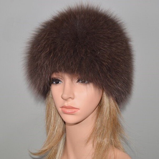 Gorro de Inverno Feminino em Pele castanho escuro