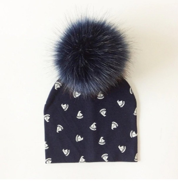 Gorro de Inverno Infantil com Estampado de Barcos J576 2