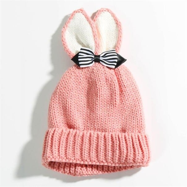 Gorro de Inverno Infantil com Orelhas e Laço J3030 rosa
