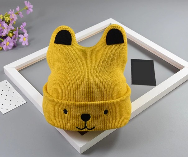 Gorro de Inverno Infantil em Forma de Cão J2472 amarelo