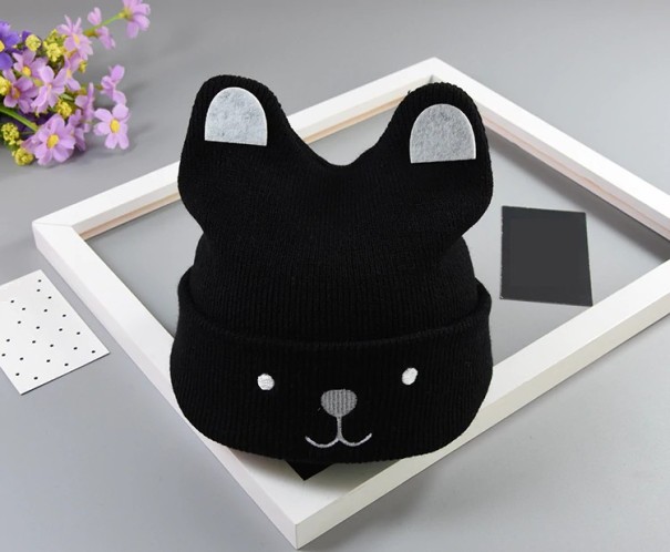 Gorro de Inverno Infantil em Forma de Cão J2472 preto