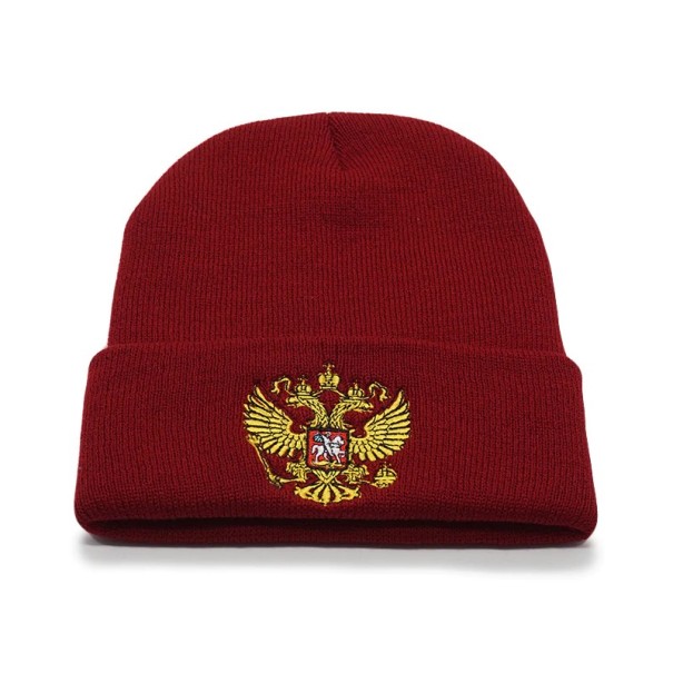 Gorro de Inverno Masculino com Brasão J2647 vermelho