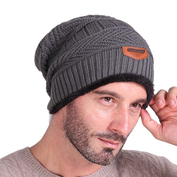 Gorro de Inverno Masculino com Forro de Pêlo J2936 cinzento