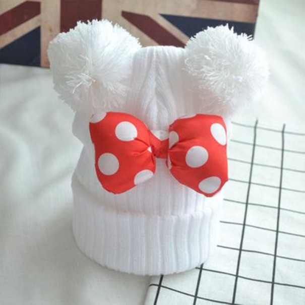 Gorro de Inverno para Crianças com Laço J2468 branco