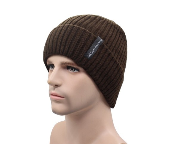 Gorro de invierno de punto para hombre café