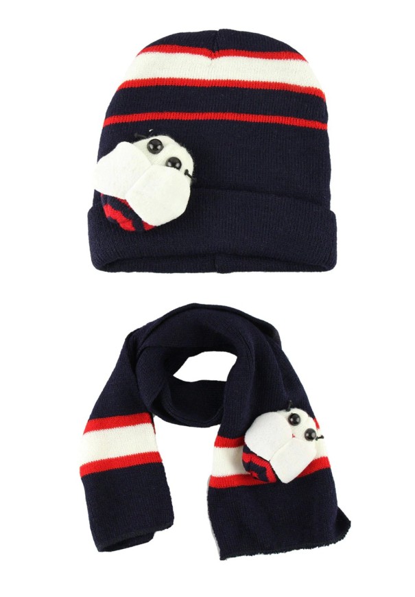 Gorro de invierno infantil con bufanda J3441 1
