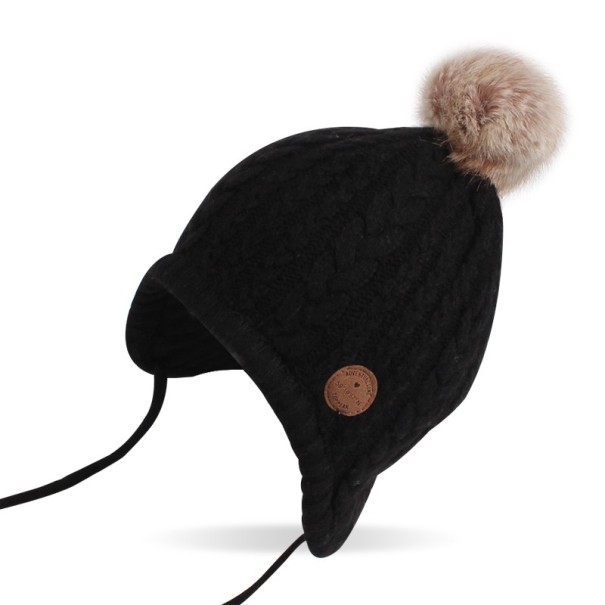 Gorro de invierno infantil con pompón Danielle negro 0-12 meses