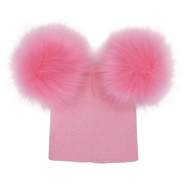 Gorro de invierno infantil con pompones J3028 rosa Gorro de invierno infantil con pompones J3028 rosa