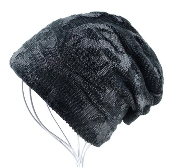 Gorro de invierno para hombre con calavera J2098 negro