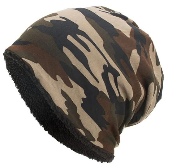 Gorro de invierno para hombre con estampado militar J2631 marrón Gorro de invierno para hombre con estampado militar J2631 marrón