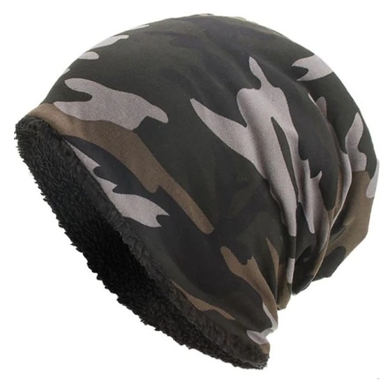 Gorro de invierno para hombre con estampado militar J2631 negro