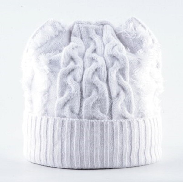 Gorro de invierno para mujer con orejas blanco