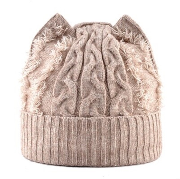 Gorro de invierno para mujer con orejas caqui Gorro de invierno para mujer con orejas caqui