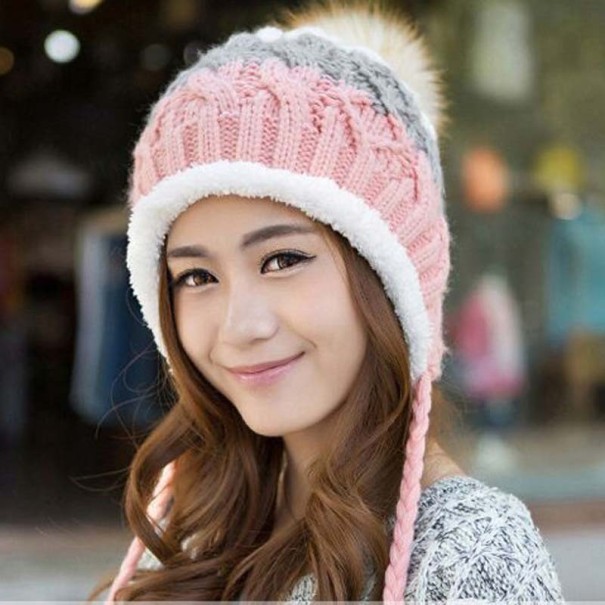 Gorro de invierno para mujer fabricado en algodón en varios colores. rosa