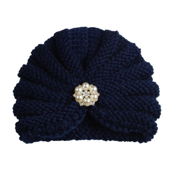 Gorro de invierno para niña con perlas azul oscuro
