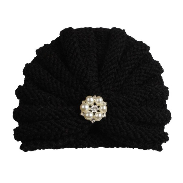 Gorro de invierno para niña con perlas negro