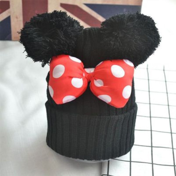 Gorro de invierno para niños con lazo J2468 negro