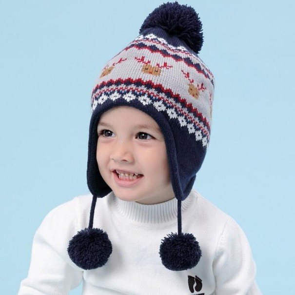 Gorro de invierno para niños con orejas A492 1-2 años 2