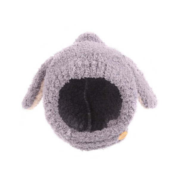 Gorro de invierno para niños con orejas de conejo gris