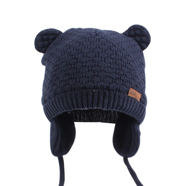 Gorro de invierno para niños con orejeras J2467 azul oscuro 0-6 meses
