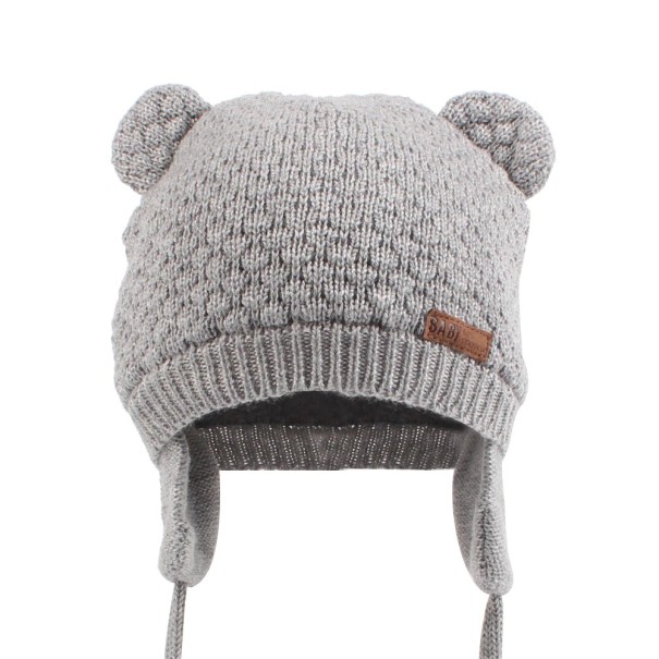 Gorro de invierno para niños con orejeras J2467 gris 6-12 meses
