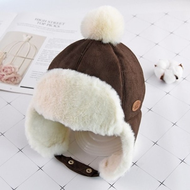 Gorro de invierno para niños con visera marrón