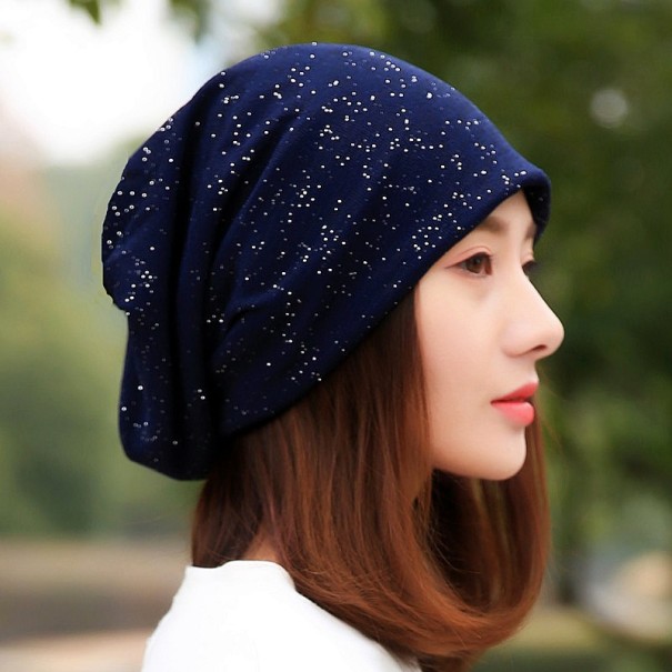 Gorro de mujer con lentejuelas azul oscuro