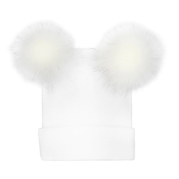 Gorro de mujer con pompones J2787 blanco